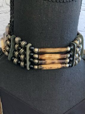 Native American Bone Hair pipe Choker Necklace